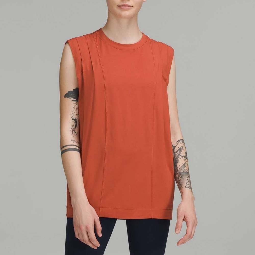 Lululemon Modal Pleated Shoulder Tank Top in Red Rock size 4 READ